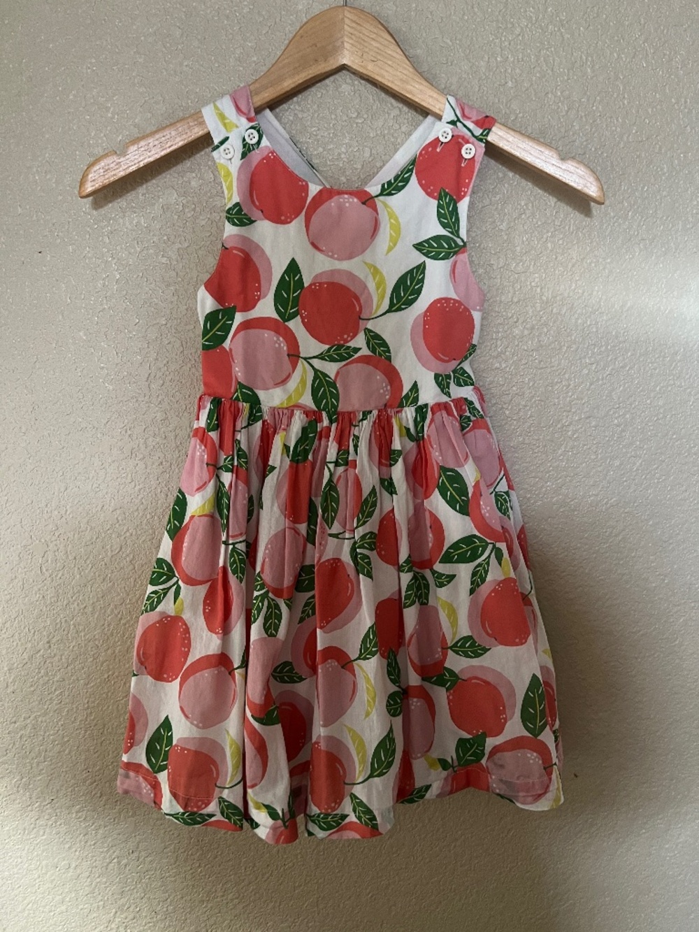 Share Girls Mini Boden Cross-Back Dress / Ivory Peaches